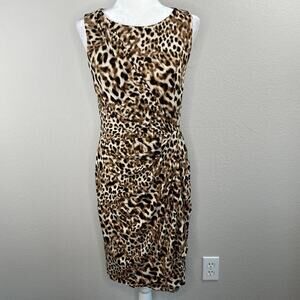 Catherine Malandrino Leopard Animal Print Midi Sheath Dress NWT Medium